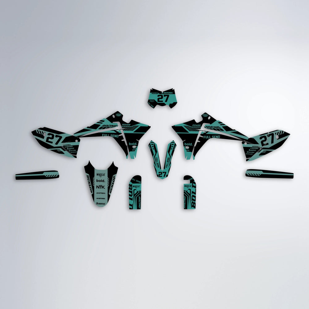 STEALTH Fantic graphics kit parts layout in Mint