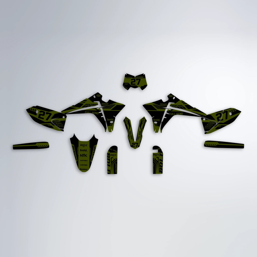 STEALTH Fantic graphics kit parts layout in Olive