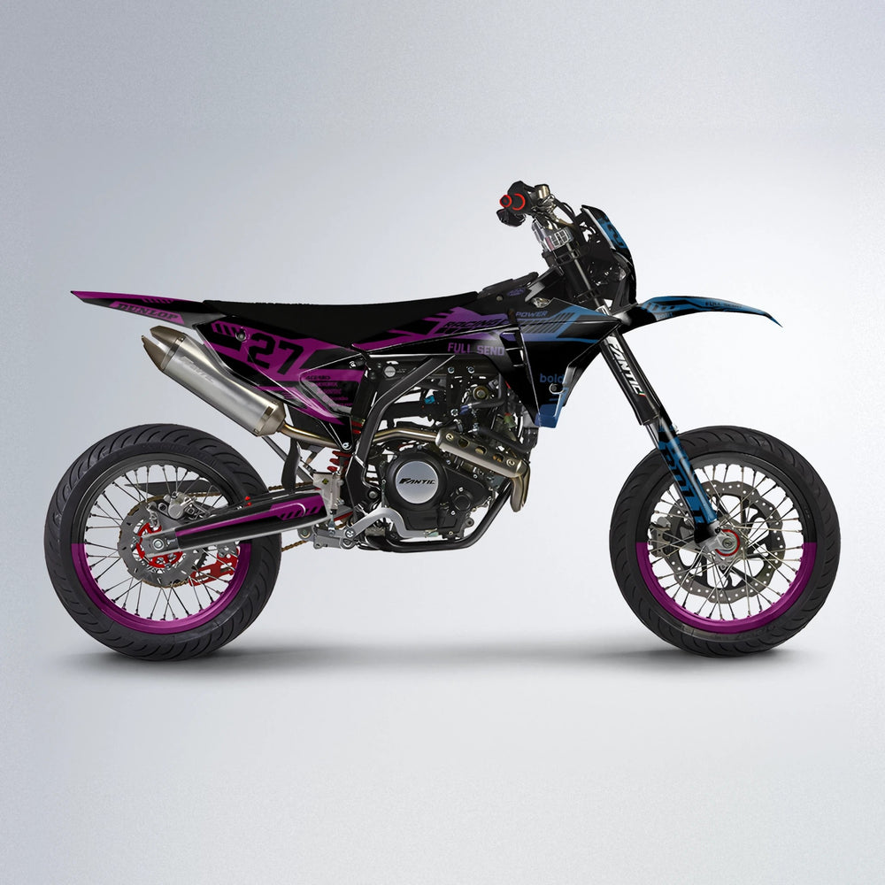 STEALTH Fantic supermoto graphics kit in Pink & Light Blue