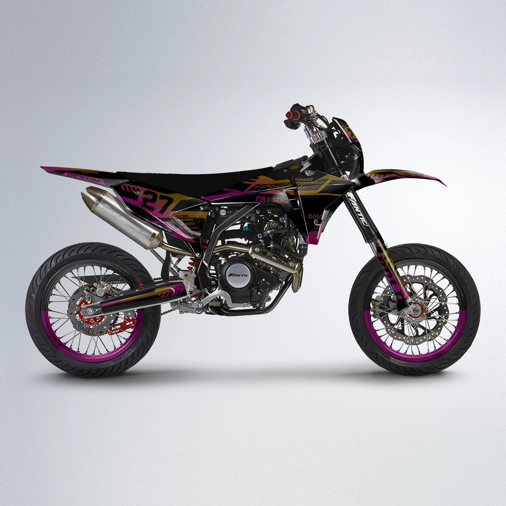 STEALTH Fantic supermoto graphics kit in Pink & Yellow