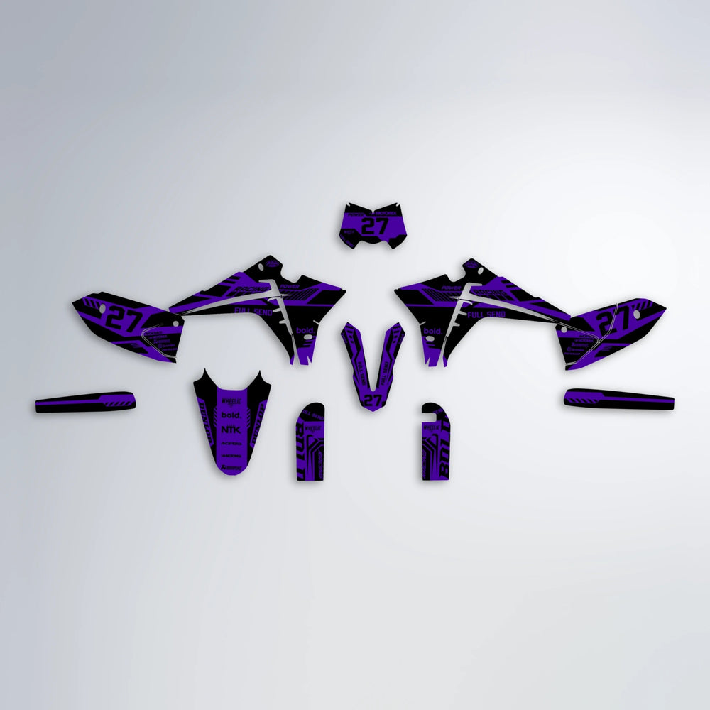 STEALTH Fantic graphics kit parts layout in Purple