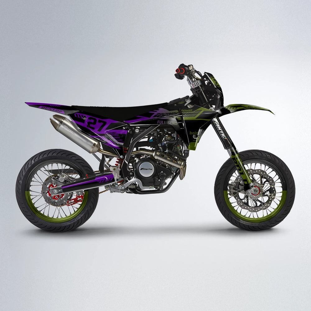 STEALTH Fantic supermoto graphics kit in Purple & Yellow