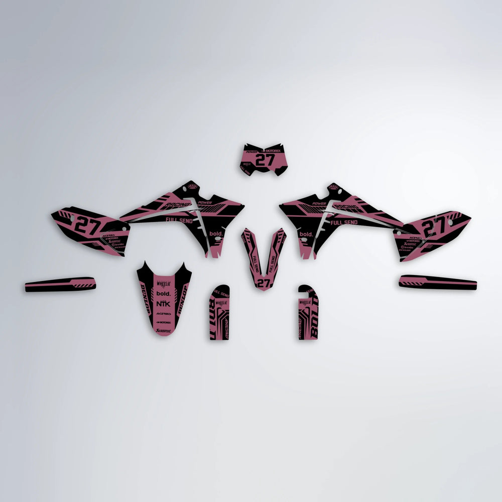 STEALTH Fantic graphics kit parts layout in Sakura Pink