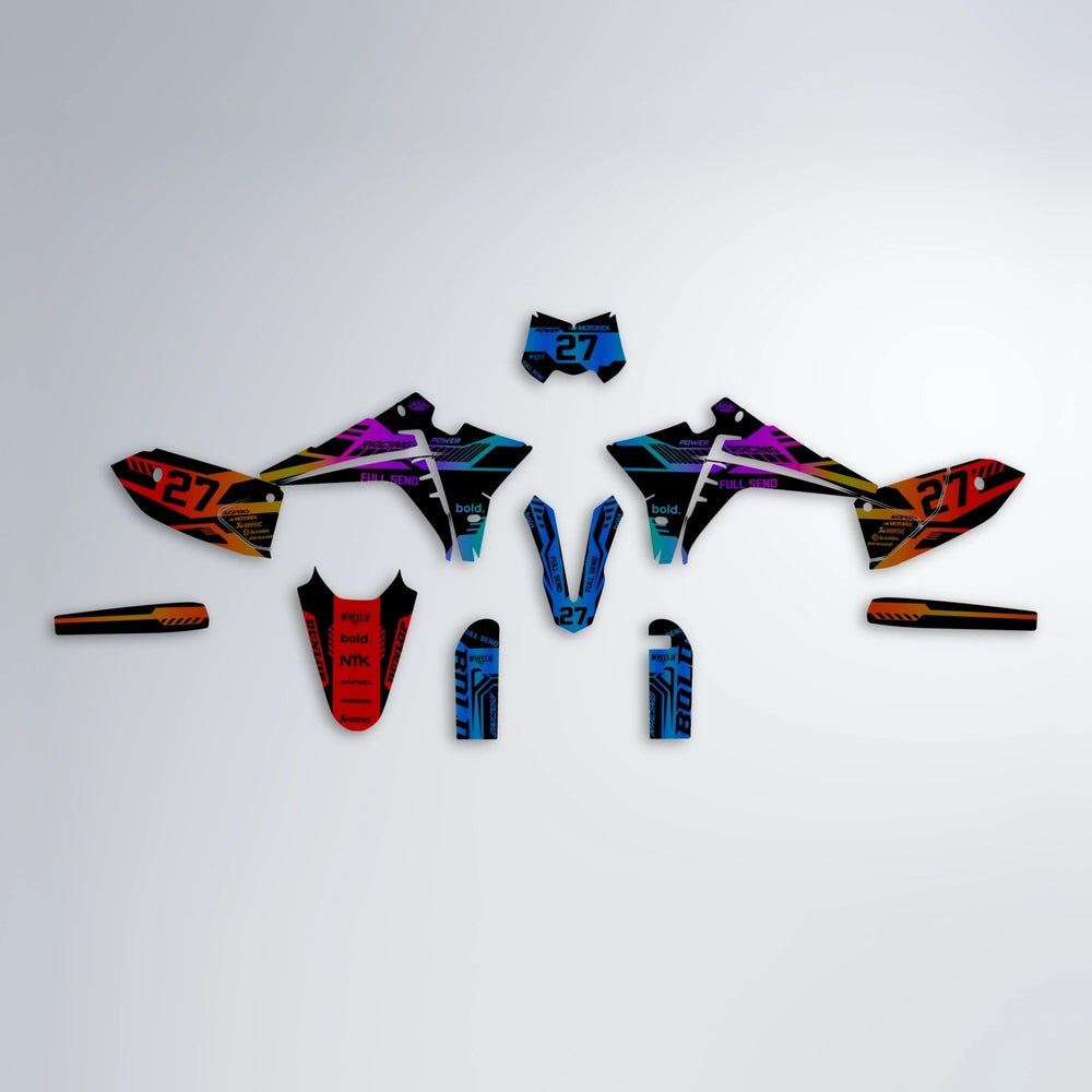 STEALTH Fantic graphics kit parts layout in Sunset Fade