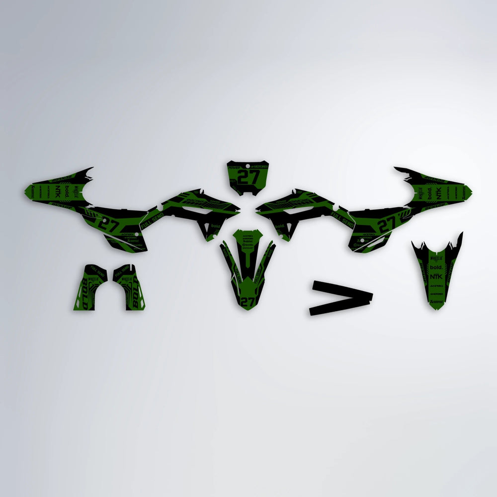 STEALTH Honda graphics kit parts layout in Green