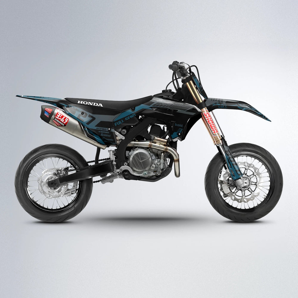 STEALTH Honda supermoto graphics kit in Light Blue & White