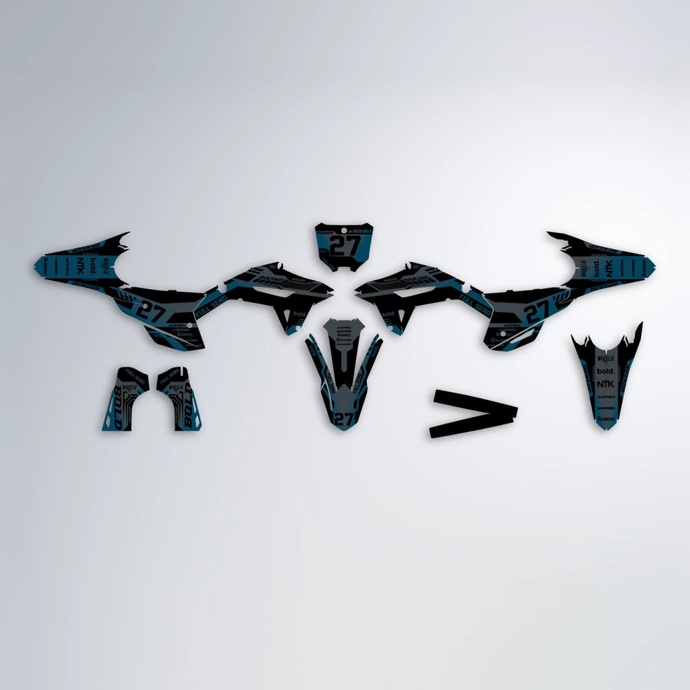 STEALTH Honda graphics kit parts layout in Light Blue & White