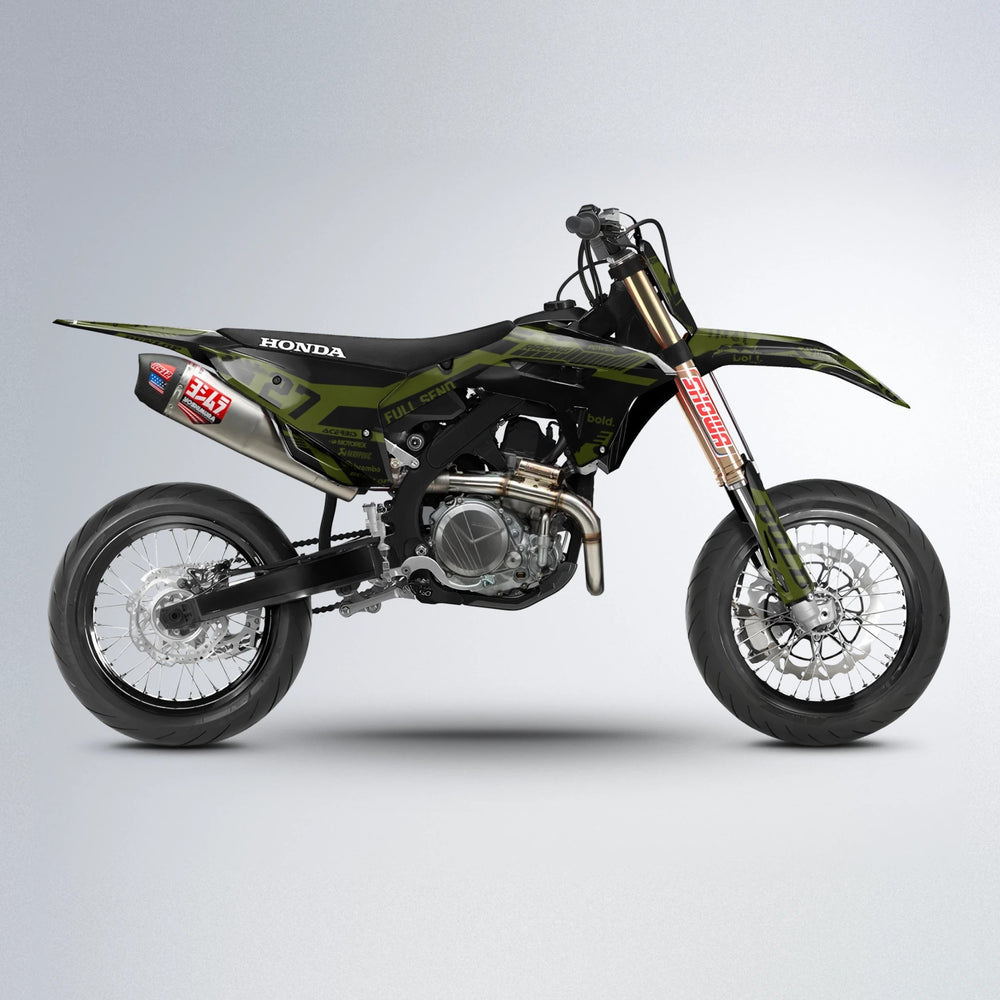 STEALTH Honda supermoto graphics kit in Olive