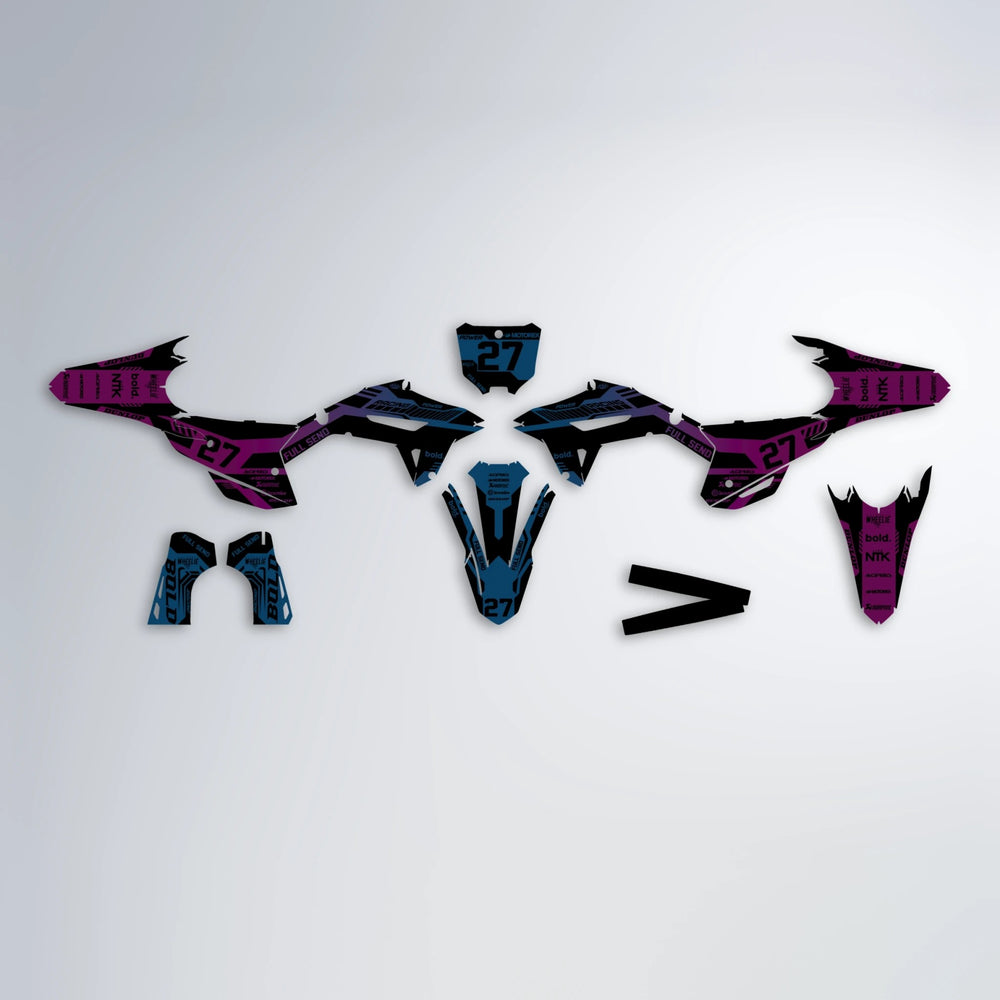 STEALTH Honda graphics kit parts layout in Pink & Light Blue