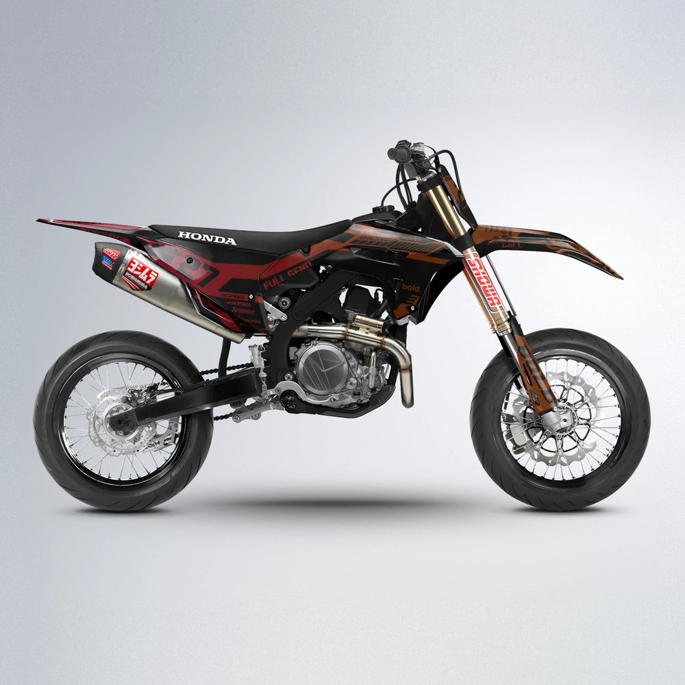 STEALTH Honda supermoto graphics kit in Red & Orange