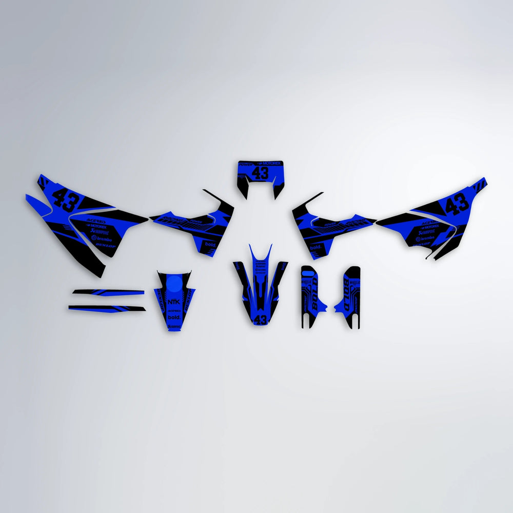 STEALTH Husqvarna 701 graphics kit parts layout in Blue