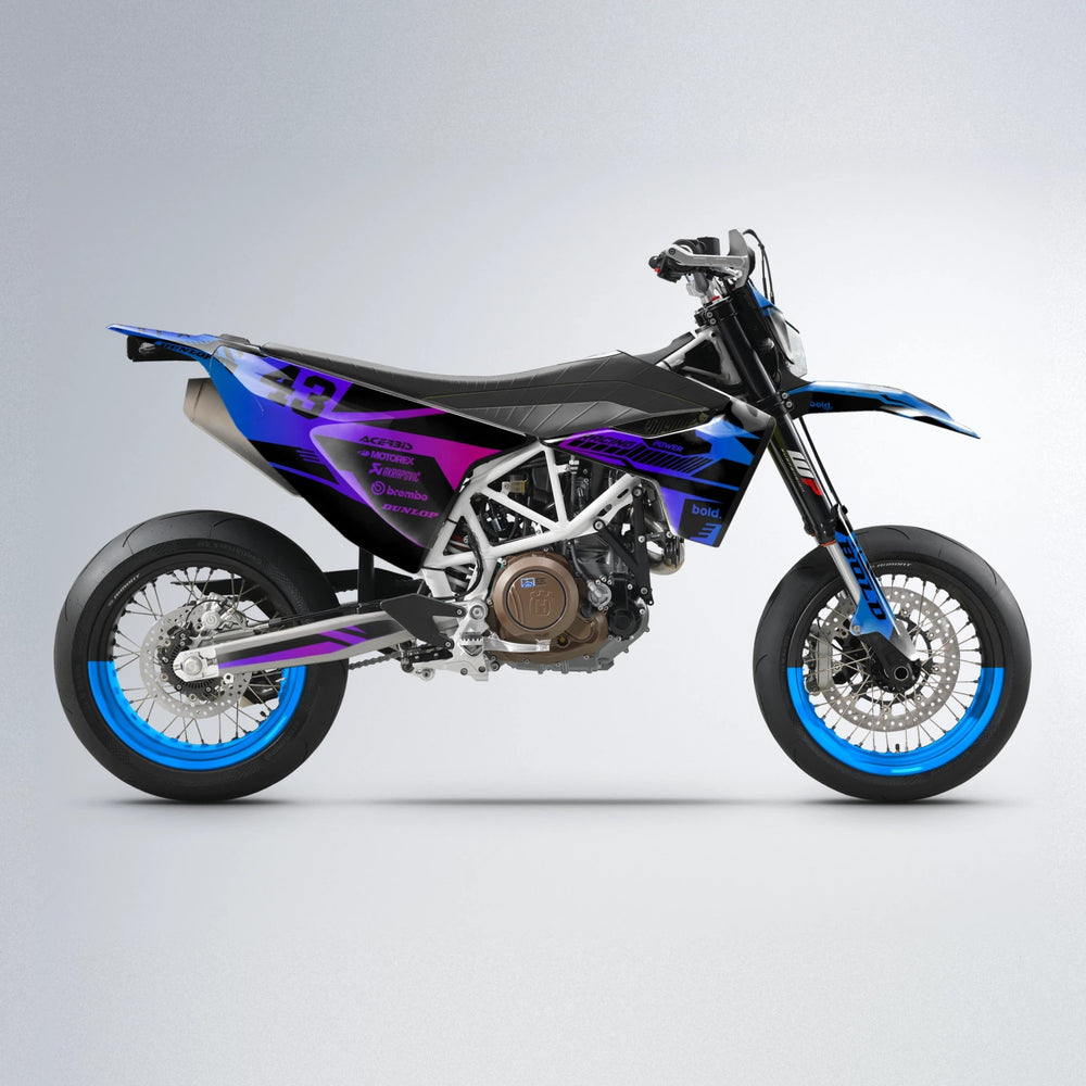 STEALTH Husqvarna 701 supermoto graphics kit in Blue Purple Fade