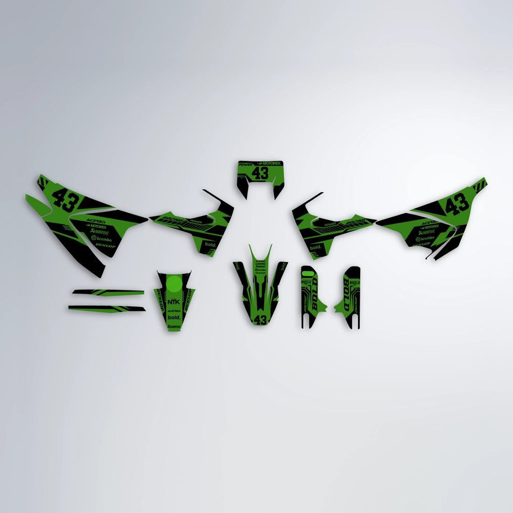 STEALTH Husqvarna 701 graphics kit parts layout in Green