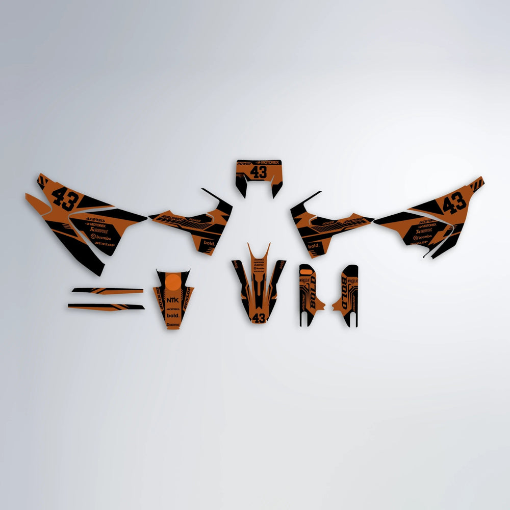STEALTH Husqvarna 701 graphics kit parts layout in Orange