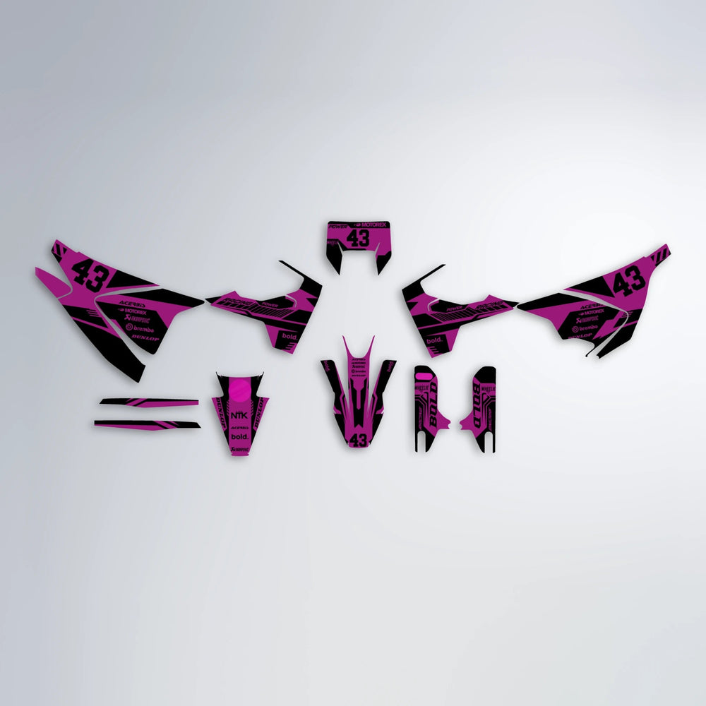 STEALTH Husqvarna 701 graphics kit parts layout in Pink
