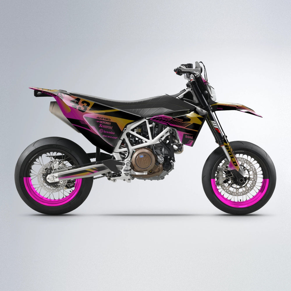 STEALTH Husqvarna 701 supermoto graphics kit in Pink & Yellow