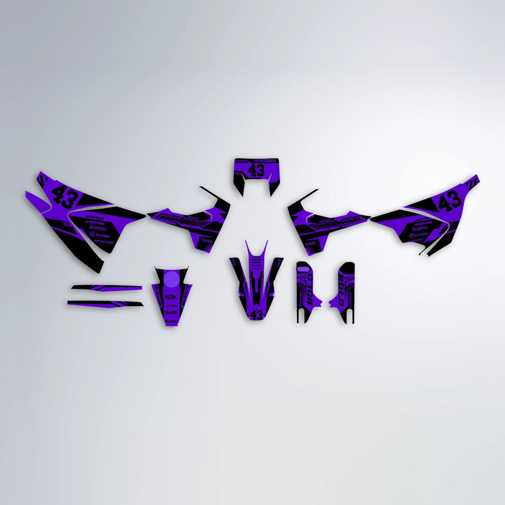 STEALTH Husqvarna 701 graphics kit parts layout in Purple