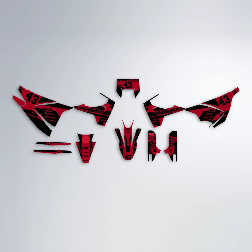 STEALTH Husqvarna 701 graphics kit parts layout in Red