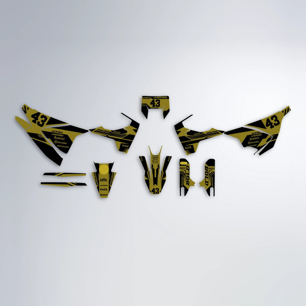 STEALTH Husqvarna 701 graphics kit parts layout in Yellow
