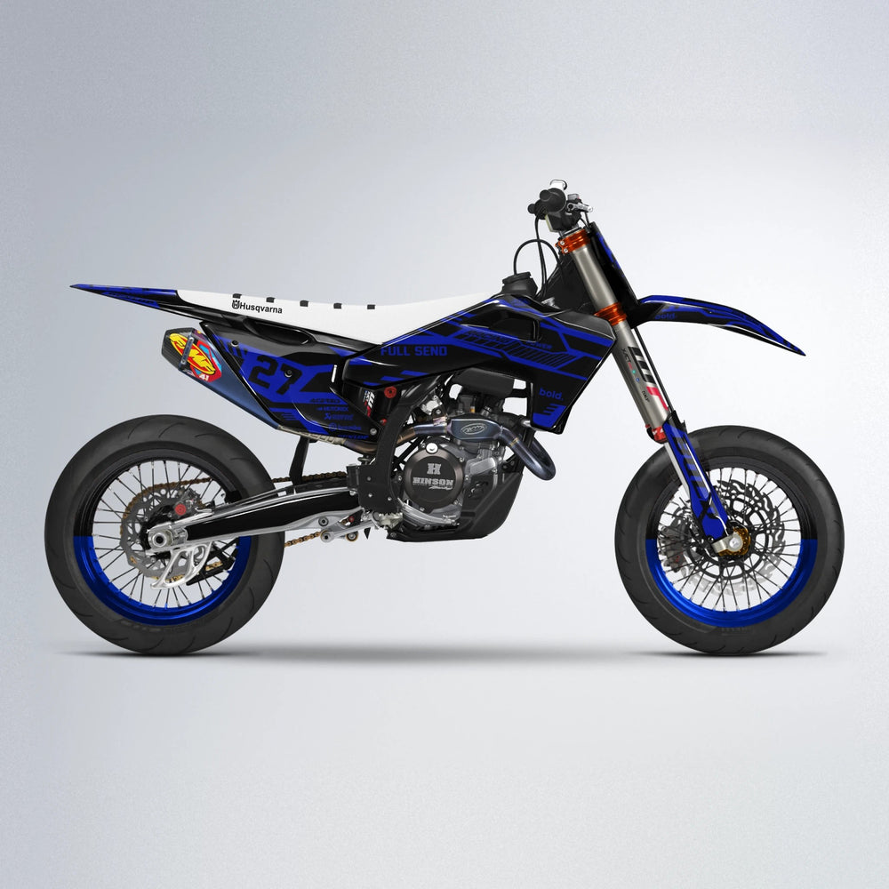 STEALTH Husqvarna FE/TE supermoto graphics kit in Blue
