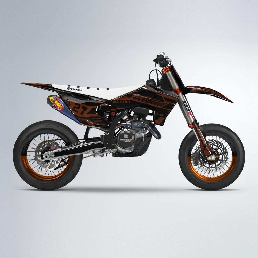 STEALTH Husqvarna FE/TE supermoto graphics kit in Orange