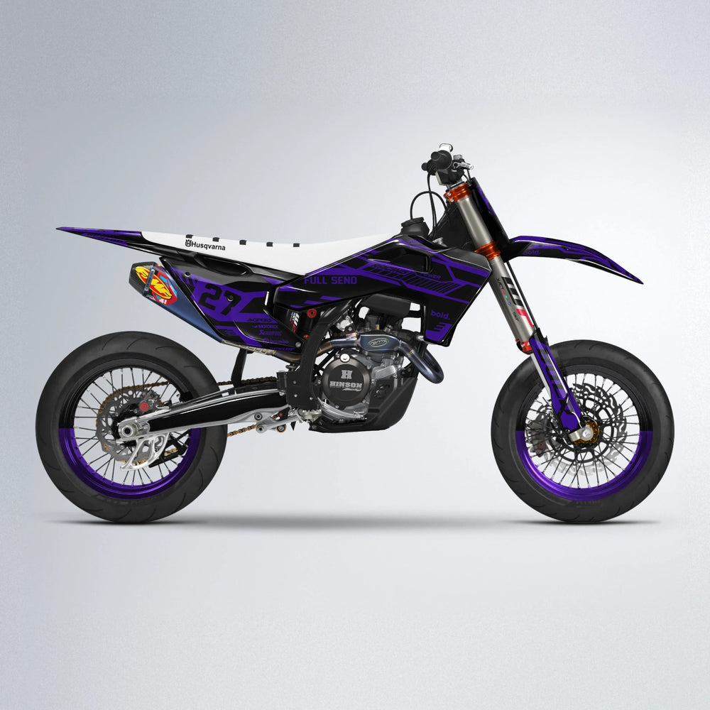 STEALTH Husqvarna FE/TE supermoto graphics kit in Purple
