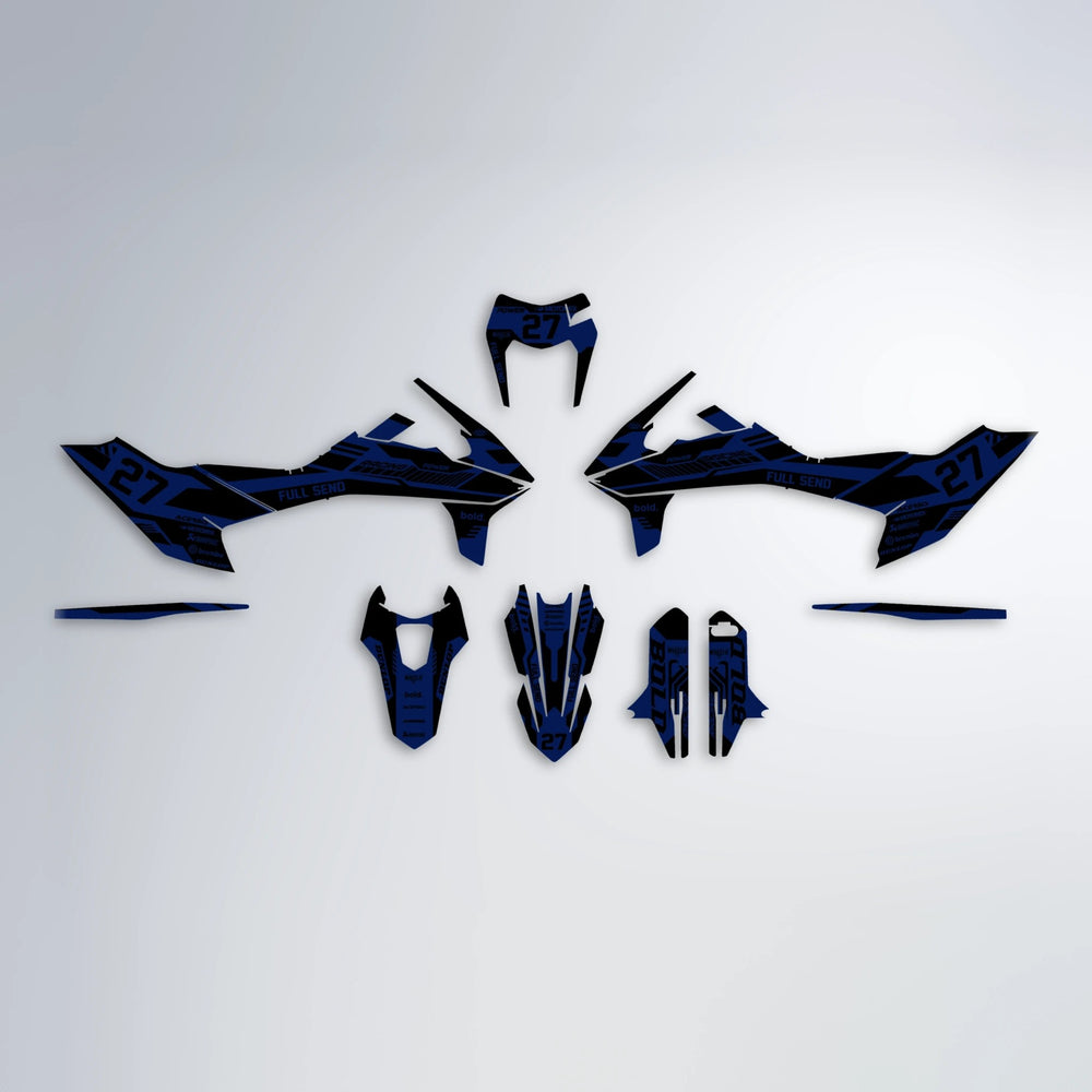 STEALTH KTM SMC 690 graphics kit parts layout in Blue