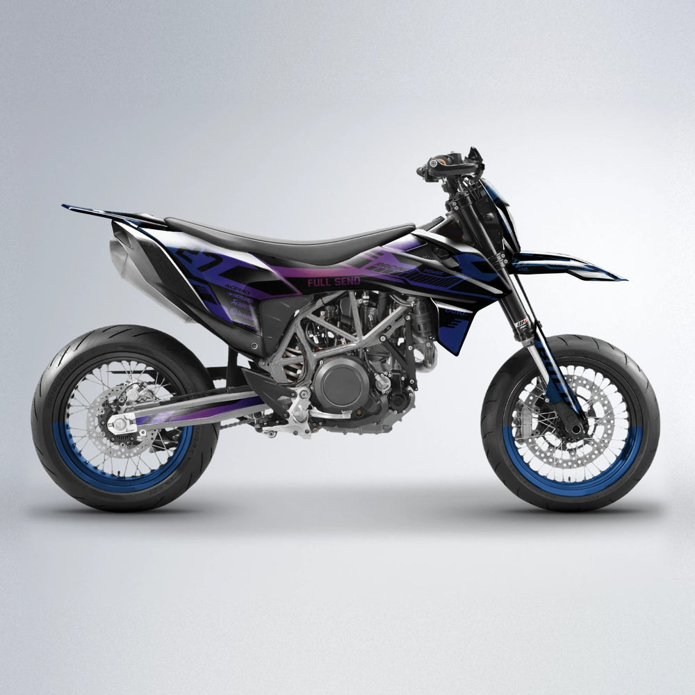 STEALTH KTM SMC 690 supermoto graphics kit in Blue Purple Fade