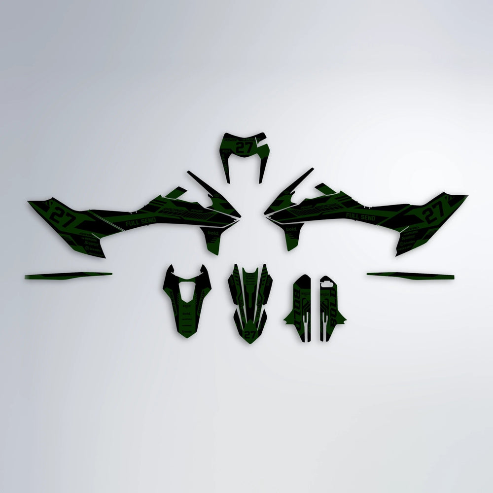 STEALTH KTM SMC 690 graphics kit parts layout in Green