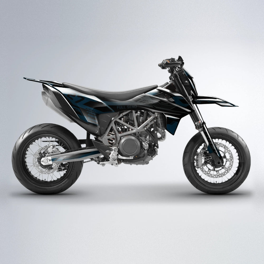 STEALTH KTM SMC 690 supermoto graphics kit in Light Blue & White