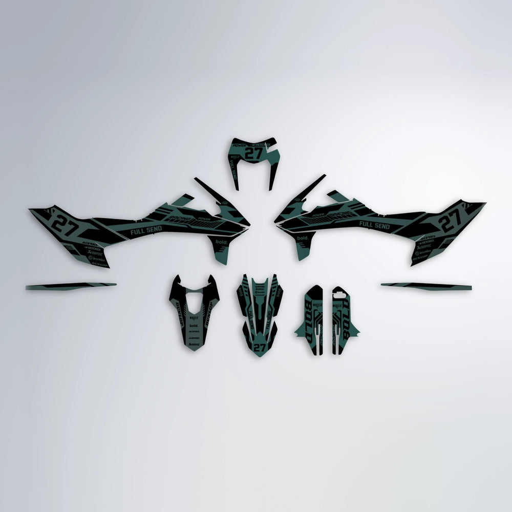 STEALTH KTM SMC 690 graphics kit parts layout in Mint