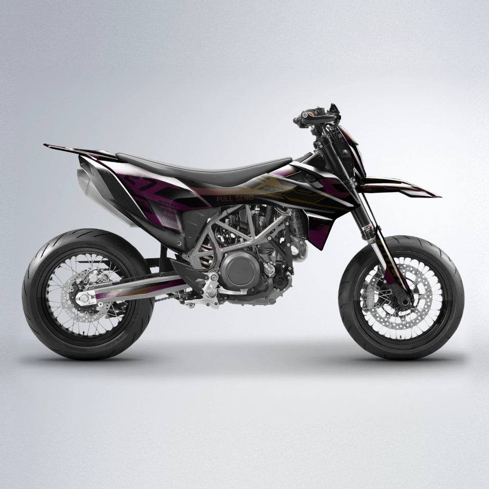 STEALTH KTM SMC 690 supermoto graphics kit in Pink & Yellow