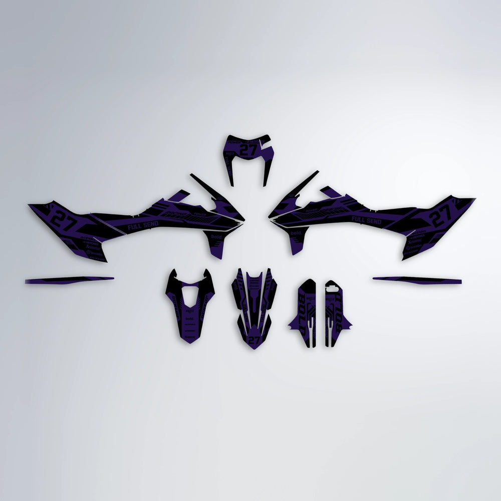 STEALTH KTM SMC 690 graphics kit parts layout in Purple