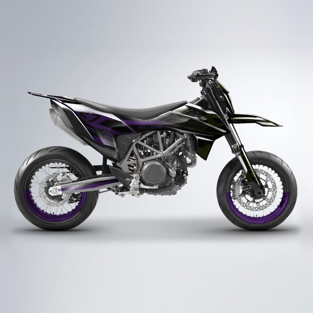 STEALTH KTM SMC 690 supermoto graphics kit in Purple & Yellow