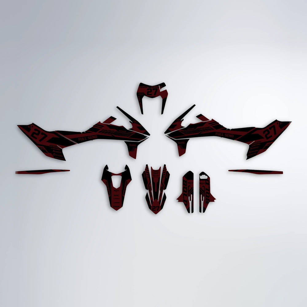 STEALTH KTM SMC 690 graphics kit parts layout in Red