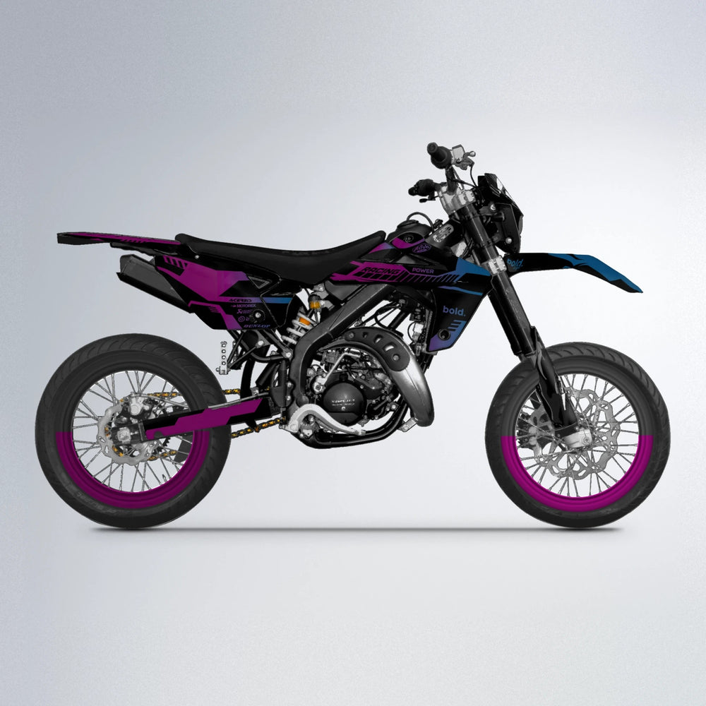 STEALTH Rieju MRT supermoto graphics kit in Pink & Light Blue