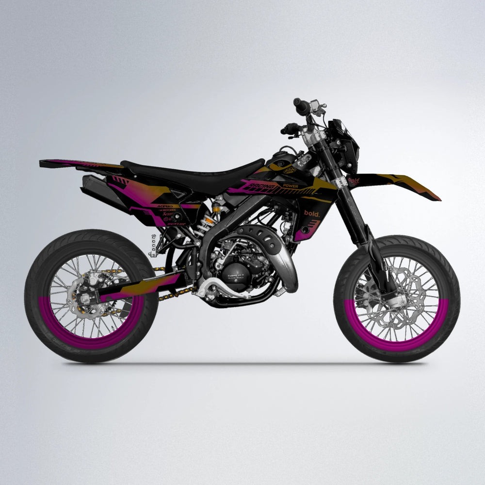 STEALTH Rieju MRT supermoto graphics kit in Pink & Yellow
