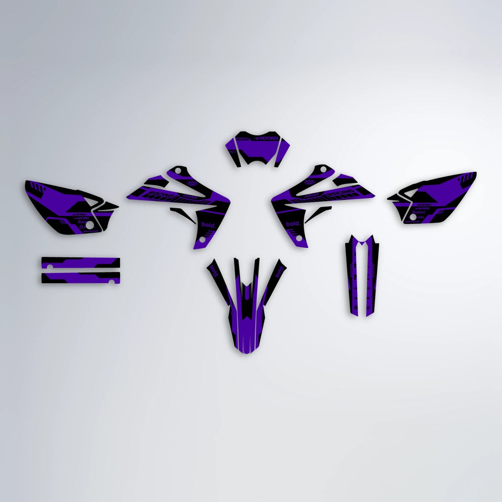 STEALTH Rieju MRT graphics kit parts layout in Purple