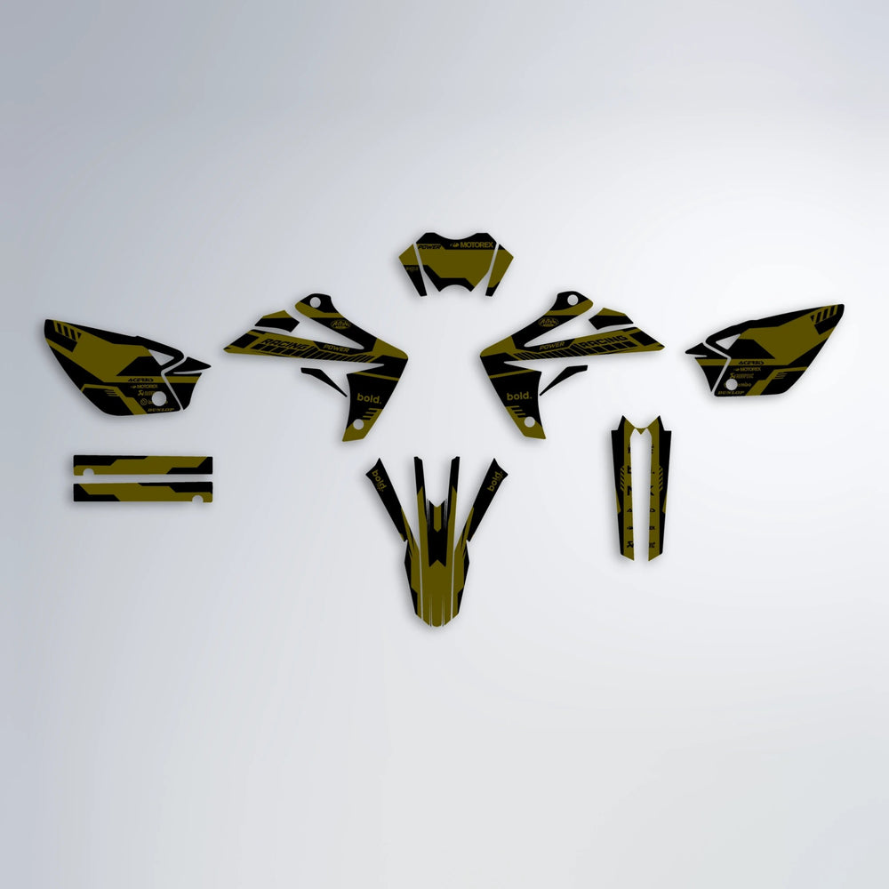STEALTH Rieju MRT graphics kit parts layout in Yellow