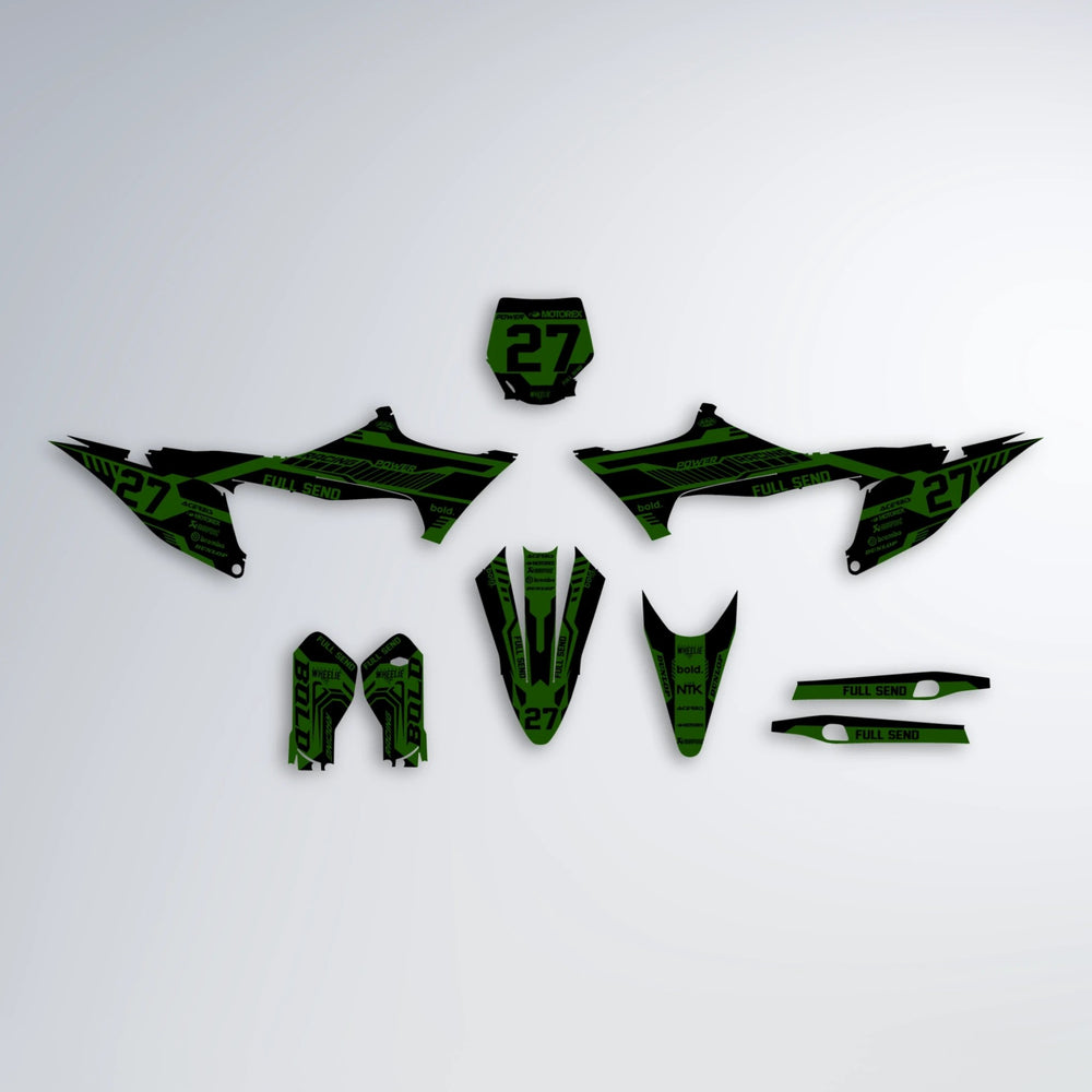 STEALTH Stark Varg MX graphics kit parts layout in Green