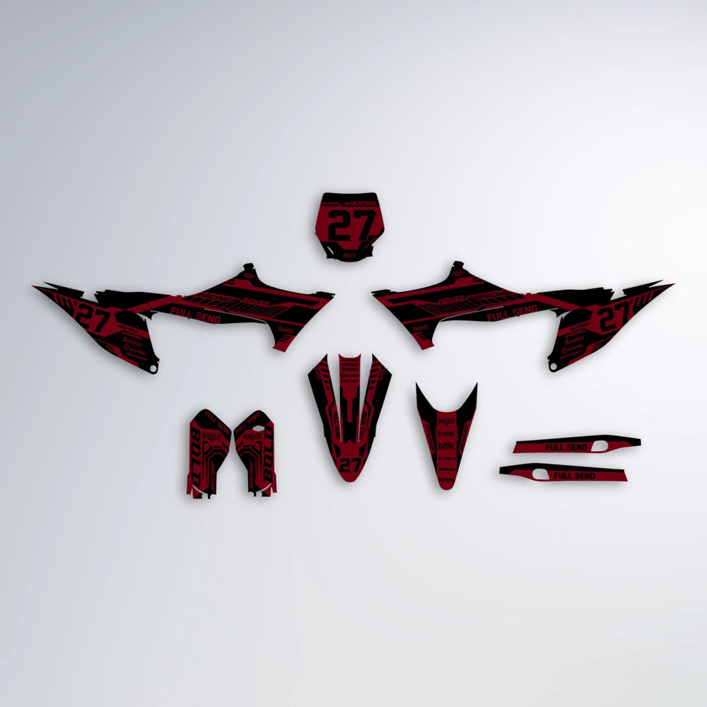 STEALTH Stark Varg MX graphics kit parts layout in Red