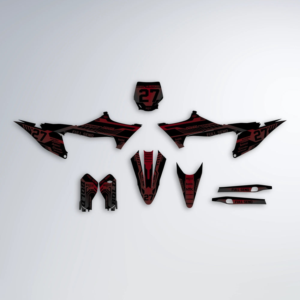 STEALTH Stark Varg SM graphics kit parts layout in Black & Red