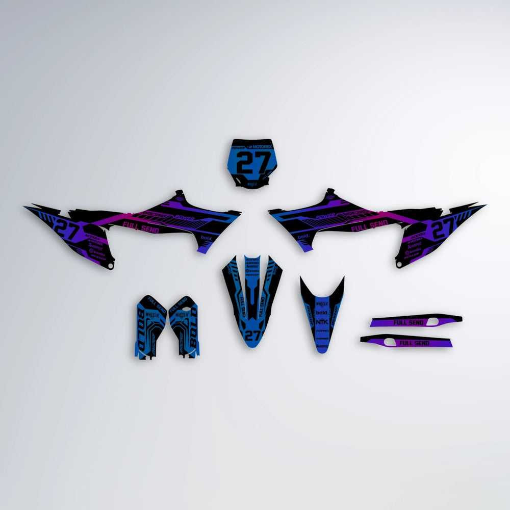 STEALTH Stark Varg SM graphics kit parts layout in Blue Purple Fade