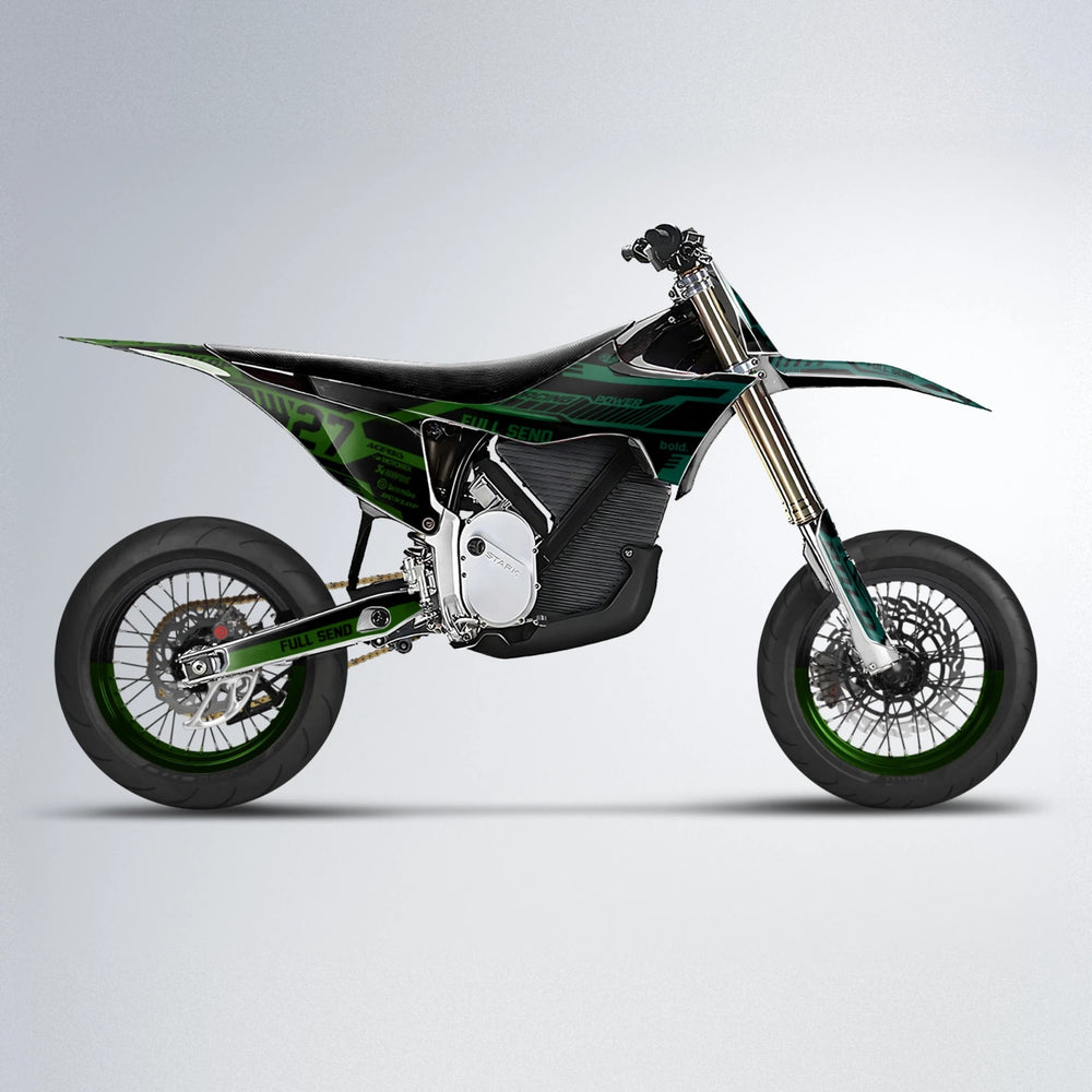 STEALTH Stark Varg SM supermoto graphics kit in Cyan & Green