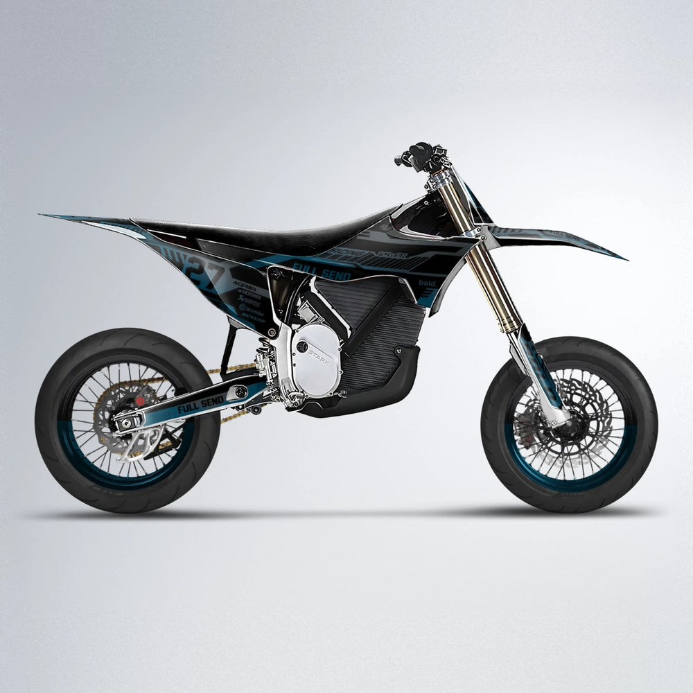 STEALTH Stark Varg SM supermoto graphics kit in Light Blue & White