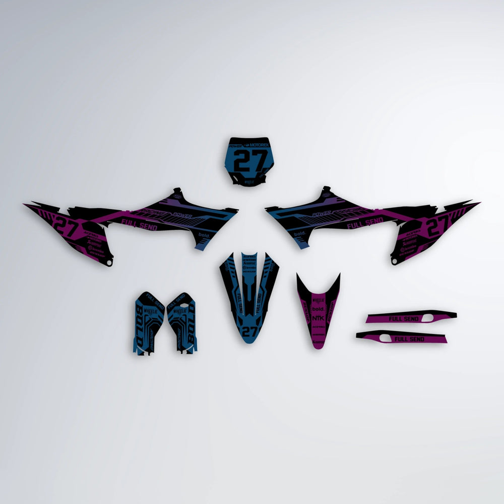 STEALTH Stark Varg SM graphics kit parts layout in Pink & Light Blue