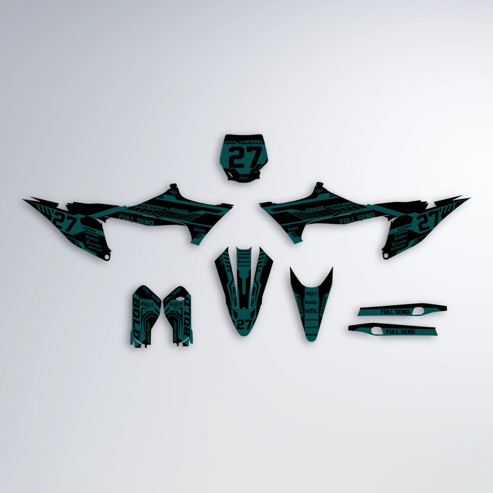 STEALTH Stark Varg SM graphics kit parts layout in Teal