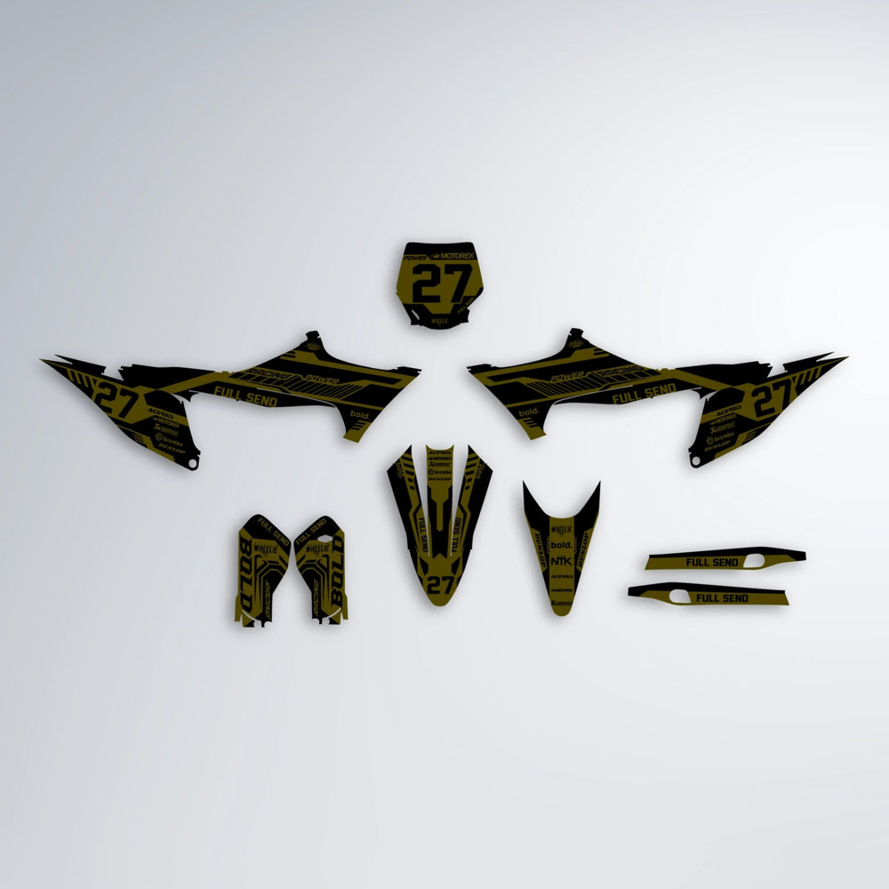 STEALTH Stark Varg SM graphics kit parts layout in Yellow