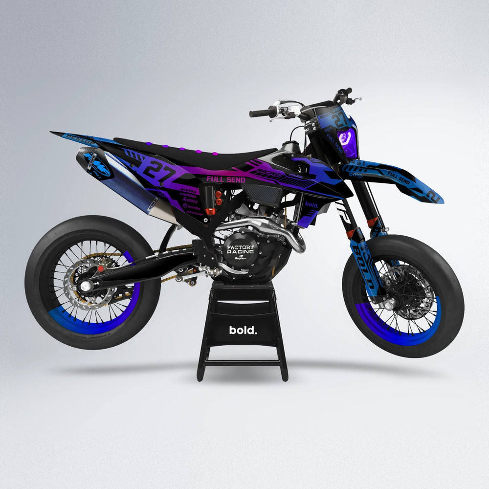 STEALTH supermoto graphics kit in Blue Purple Fade