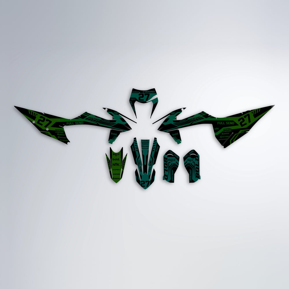 STEALTH graphics kit parts layout in Cyan & Green